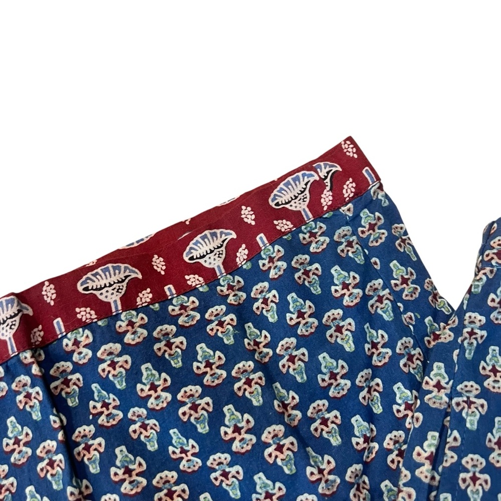 April Cornell Women’s dust blue boho print elastic back waist band flood pants - Picture 2 of 9